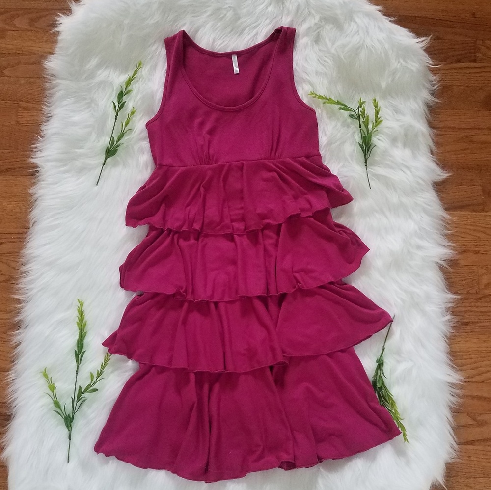 Pink tiered ruffle dress by Blu Heaven